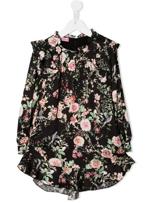Abito bambina a fiori con ruches Miss Blumarine | IF2061T3187U9035